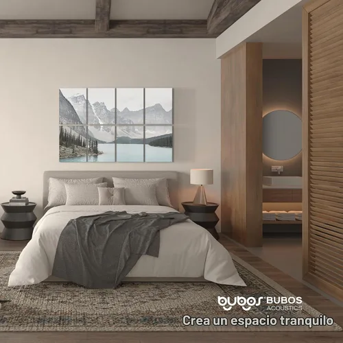 Vista 6 de BUBOS - Paquete de 8 paneles acústicos artísticos con aislamiento de sonido para paredes, panel de 47.2x31.4 pulgadas que absorbe el sonido, paneles