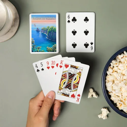 Vista 2 de Lantern Press Parque Nacional de Samoa Americana, pintura al óleo (52 cartas de juego, baraja de cartas de tamaño póquer con Jokers)