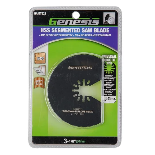 Vista 5 de Genesis GAMT522 Universal Quick-Fit 3 1/8" HSS Segmentado Oscilante Multiherramienta de Liberación Rápida Hoja de Sierra