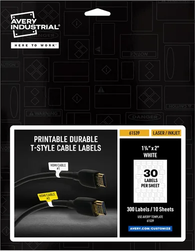 Vista 12 de Avery Etiquetas para cables, etiquetas autoadhesivas estilo P, 1.02 x 3.3 pulgadas, resistentes al desgarro, compatibles con láser/inyección