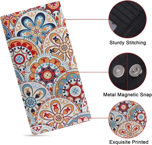 Vista 48 de HUA ANGEL Billetera ultra delgada para mujer, con bloqueo RFID, tarjetero de crédito, plegable, largo, hebilla magnética, billete para mujer, Owl