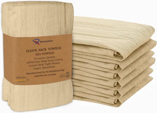 Vista 18 de RUVANTI Paquete de 12 toallas de cocina de 28 x 28 pulgadas, 100 % algodón, lavables a máquina, absorbentes, para secar y limpiar, color camel