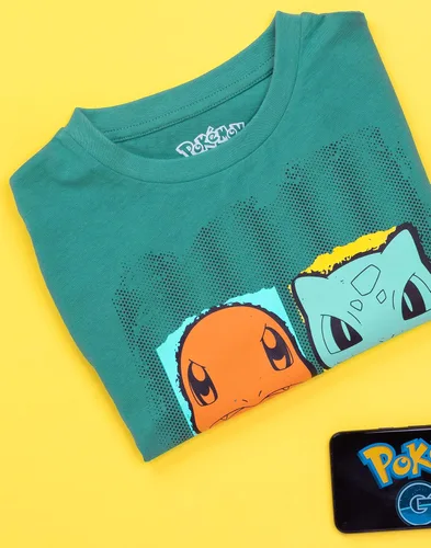 Vista 6 de Pokemon Camisetas para Niños Gris Verde O Negro Top Pikachu Squirtle Bulbasaur Charmander