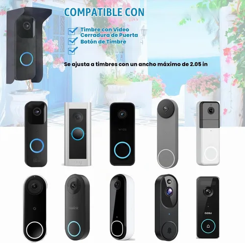 Vista 4 de Funda para timbre de puerta, cubierta de acero resistente a la intemperie, con protección solar antirreflejos, compatible con parpadeo/Ring