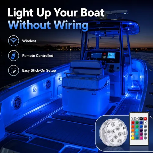 Vista 3 de Seaponer Luces de barco inalámbricas que funcionan con pilas, luz LED marina impermeable para luz de cubierta, luces interiores de cortesía