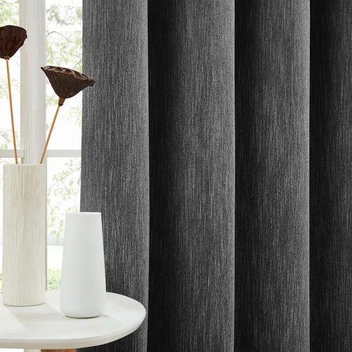 Vista 24 de Melodieux Elegantes cortinas opacas de algodón para oscurecer la habitación, para sala de estar, dormitorio, con aislamiento térmico, paneles