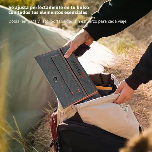 Vista 2 de SOLUPUP Banco de energía cargador solar de 10000 mAh, panel solar portátil plegable de 30W, carga rápida con 1 puerto Type-C y 2 puertos USB-A