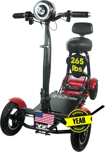 Vista 9 de MS-3000 Scooter eléctrico para adultos, scooters plegables para personas mayores, scooter de movilidad de 4 ruedas con silla, scooter eléctrico