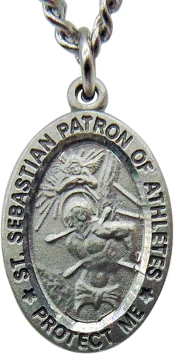 Vista 6 de Westmon Works Juego de medalla de San Sebastián para todos los deportes con colgante de medallón de peltre y tarjeta de oración en una bolsa