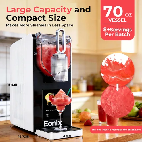 Vista 4 de Máquina de granizado no necesita hielo, máquina de granizado de 64 onzas para el hogar con función de limpieza automática, máquina comercial