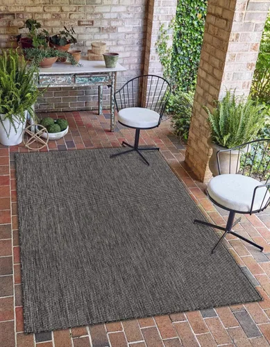 Vista 26 de Unique Loom Collection - Alfombra casual de transición sólida jaspeada para interiores y exteriores