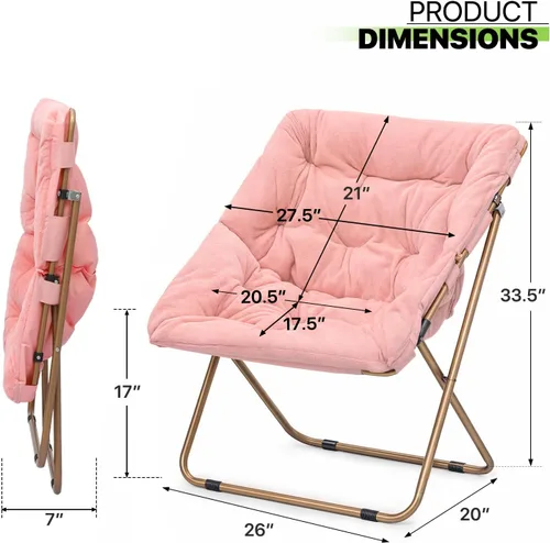 Vista 3 de Magshion Silla plegable con platillo para adultos, cómodo asiento de lectura, asiento de piel sintética con marco de metal acolchado grueso