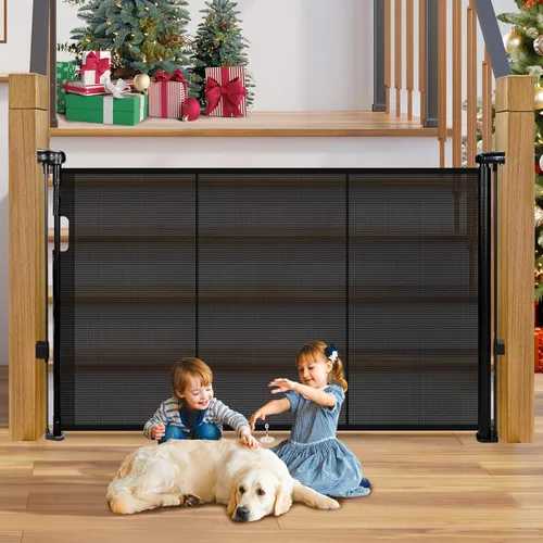 Vista 16 de Puertas retráctiles para bebés de 24 pulgadas de alto para pasar por encima, puertas cortas para perros, puerta para mascotas para cachorros