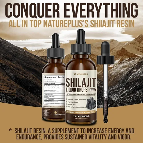 Vista 7 de Gotas líquidas Shilajit del Himalaya, 1000 mg de energía e inmunidad con más de 85 oligoelementos y ácido fúlvico, suplemento de fuerza, vitalidad