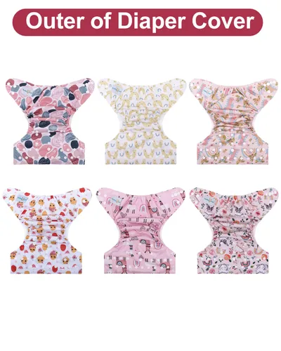 Vista 8 de babygoal - Juego de 6 fundas para pañales de tela con bolsa húmeda para pañales ajustables y predoblados con doble refuerzo, ajustables