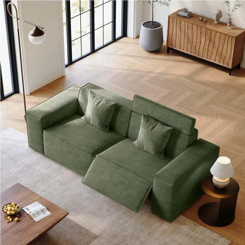 Vista 26 de Sofá eléctrico de 85 pulgadas, sofás modulares para sala de estar, moderno sofá biplaza reclinable grande, cómodo sofá nube de terciopelo