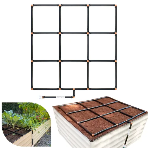 Vista 19 de Sistema de riego de rejilla de jardín, 2 x 4 sin esquinas, sistema de riego por goteo para camas de jardín, pero mejor, premontado, riega cada