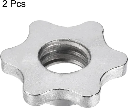 Vista 3 de uxcell Tuerca hexagonal para mancuernas, 2 tornillos de bloqueo antideslizantes M28 para levantamiento de pesas, color plateado