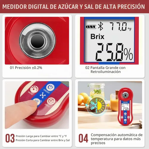Vista 6 de Digital Brix y refractómetro de salinidad, prueba inteligente del azúcar 0.0-60%
