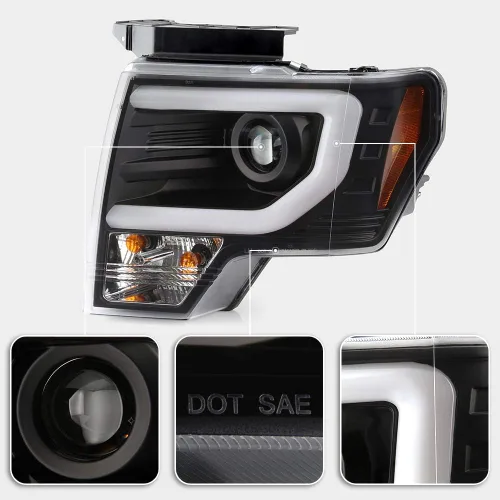 Vista 4 de ACANII - Para Ford F150 Pickup Truck 2009-2014 [Estilo Raptor] LED Tube Switchback Señal Proyector Faros Faros Faros