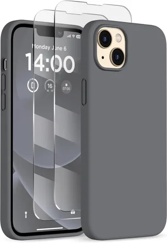 Vista 16 de Funda de silicona diseñada para iPhone 14 Plus, con 2 protectores de pantalla, funda protectora de cuerpo completo a prueba de golpes, funda delgada