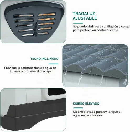 Vista 5 de YITAHOME Casa para perros grande de 2 puertas con base elevada y cojín, casa de plástico para perros pequeños y medianos, fácil montaje, impermeable