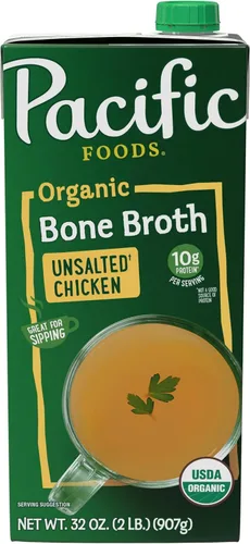 Vista 10 de Pacific Foods Caldo orgánico de hueso de pollo con ajo negro y shiitake, 32 onzas