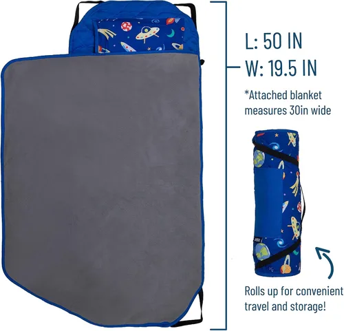 Vista 9 de Wildkin Mochila infantil de 12 pulgadas con moderna alfombrilla para siesta (fuera de este mundo)