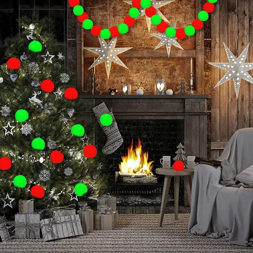 Vista 6 de WILLBOND 80 bolas de pompones para manualidades para disfraz de Navidad, decoración de invierno, guirnalda de fieltro, bolas de fieltro verde