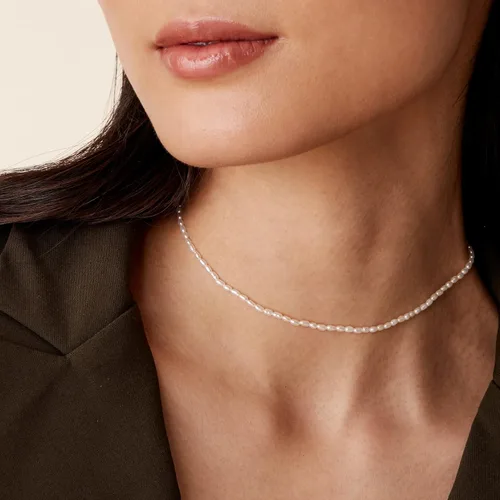 Vista 2 de PAVOI Collar de perlas de agua dulce chapado en oro de 14 quilates para mujer, Perla, Perla