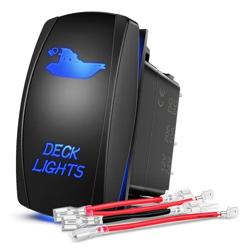 Vista 24 de Nilight Alien Lights interruptor basculante con barra de luz LED de 5 pines; láser de encendido/apagado; interruptores SPST 20 A/12 V, 10 A/24 V