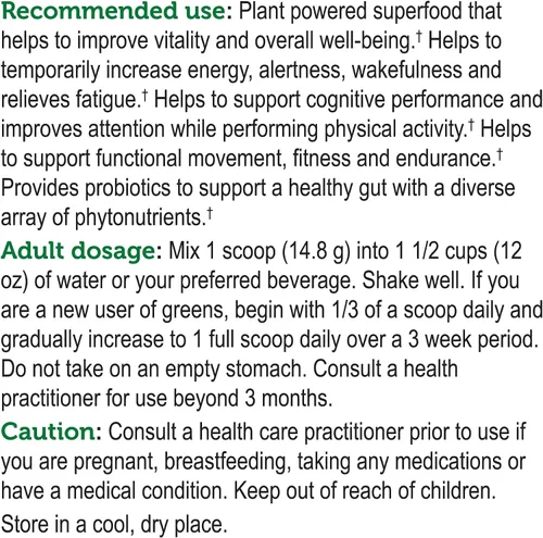 Vista 4 de Genuine Health Greens + Extra Energy Superfood Powder, proporciona un impulso de energía inmediato y apoya la salud intestinal, sabor a chocolate