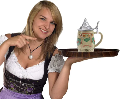 Vista 5 de 0.55 litros OktoberfestHaus German Stein Oktoberfest - Taza de cerveza de cerámica con tapa Lederhosen alemán con tapa, artículos de Oktoberfest