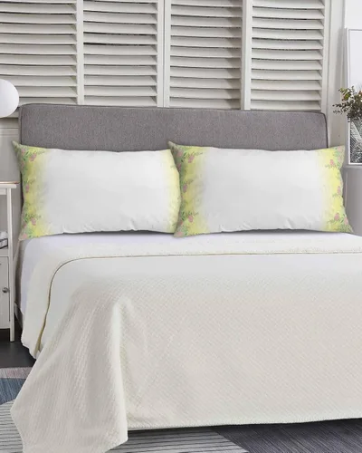 Vista 5 de Fundas de almohada de tamaño King con hojas verdes, rosas, flores, fundas de almohada suaves decorativas para sofá de cuerpo largo, con cierre