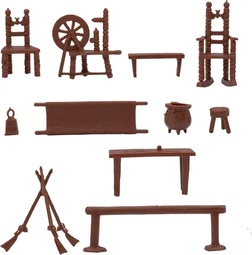 Vista 5 de BMC Classic Marx - Muebles antiguos – 36 piezas de casa de muñecas de plástico accesorios