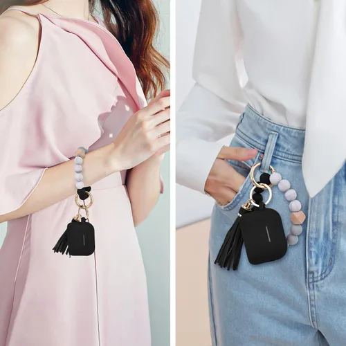 Vista 6 de Filoto - Estuche para AirPods Pro de 2ª generación 2022, funda protectora de silicona bonita con llavero de pulsera y accesorios para Apple AirPods