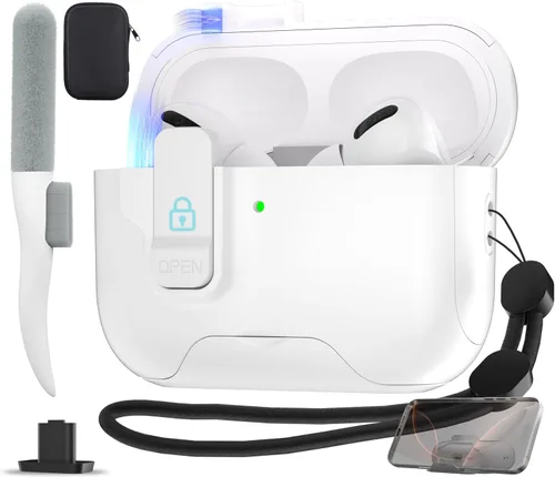 Vista 19 de Maxjoy Funda protectora para AirPods Pro 3 con kit de limpieza, funda rígida militar con bloqueo que absorbe los golpes, azul oscuro