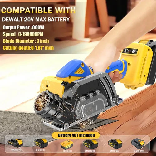 Vista 3 de Herramienta de corte inalámbrica compatible con batería DeWalt de 20 V MAX Sierra compacta sin escobillas con cuchillas de 3 pulgadas, mini sierra
