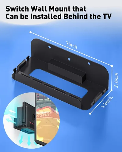 Vista 4 de ZAONOOL Soporte de pared para Nintendo Switch y Switch OLED, accesorios de soporte de estante de montaje en pared con 5 soportes para tarjetas
