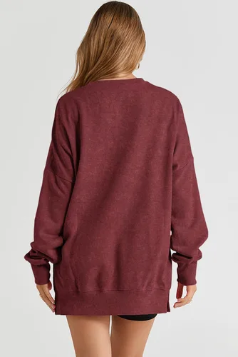Vista 136 de SHEWIN Sudadera casual de manga larga con cuello redondo para mujer, ligera, holgada