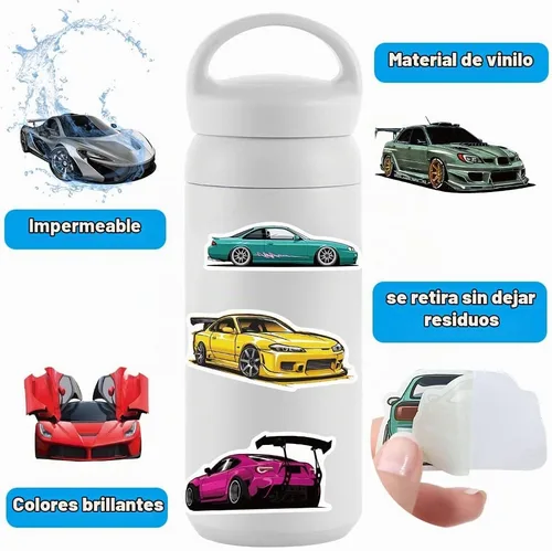 Vista 2 de DULEFUN 100 pegatinas de auto JDM, calcomanías de auto deportivo de carreras de vinilo impermeables para botellas de agua, guitarra, patineta, álbum