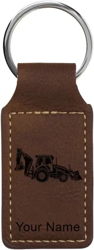 Vista 31 de LaserGram Llavero rectangular, retroexcavadora, grabado personalizado incluido