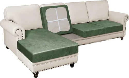 Vista 28 de Fundas para sofá modular, funda para sofá con aspecto de cuero, forma de L, 2 piezas, funda elástica suave para sofá seccional, protector de muebles