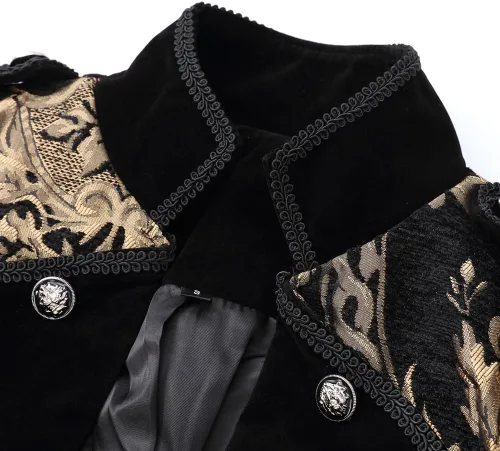 Vista 5 de Chaqueta vintage steampunk para hombre, estilo gótico, victoriano, uniforme