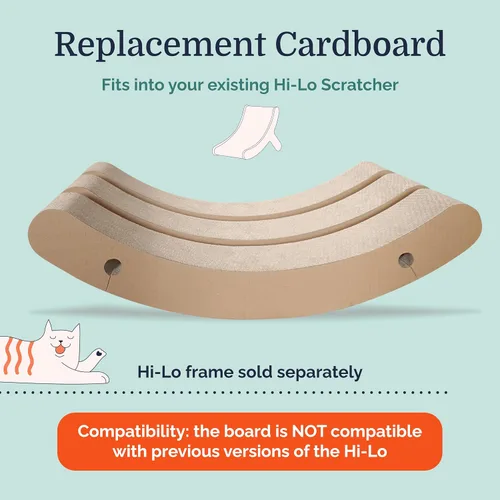 Vista 2 de Hepper Hi-Lo Cartón de Repuesto – Recambios de cartón corrugado para gatos incluye 3 almohadillas rascadoras para gatos de interior con diseño curvo