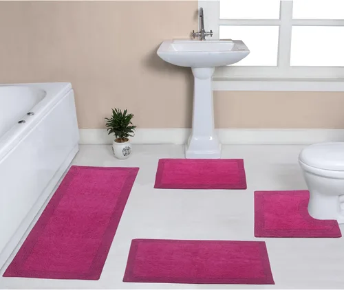 Vista 10 de Home Weavers Luxury Collection 100% Cotton Reversible Bathroom Rugs Set, Washable Rug, Soft Cotton Extra Soft and Absorbent Bath Rug, Kitchen Mat, 2
