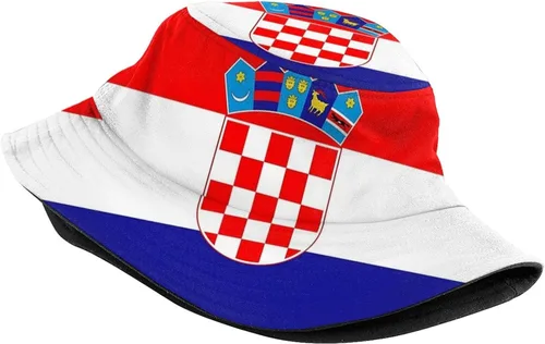 Vista 2 de Sombrero de pescador croata con bandera de Croacia, gorra de pescador croata para exteriores para mujeres y hombres Bandera de Croacia-g006