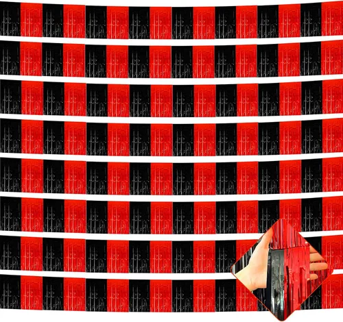 Vista 17 de Paquete de 10 unidades de guirnalda de flecos de papel de aluminio de 10 pies con lentejuelas metálicas, bandera para colgar en la pared, telón