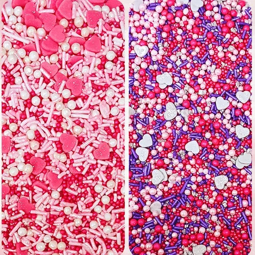 Vista 7 de Confect Mezcla de Chispitas de Corazón de Perlas Azules, Rosas y Blancas – Decoraciones Comestibles para Repostería para Pasteles, Cupcakes