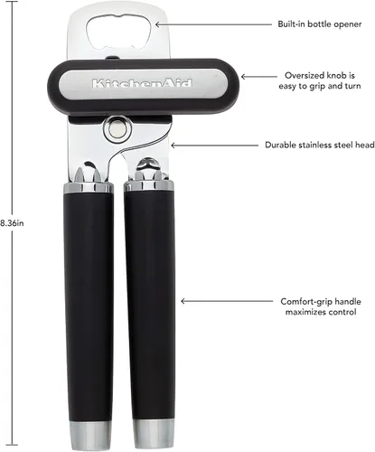 Vista 3 de KitchenAid Abrelatas y abrebotellas multifunción gourmet, 8.36 pulgadas, color negro